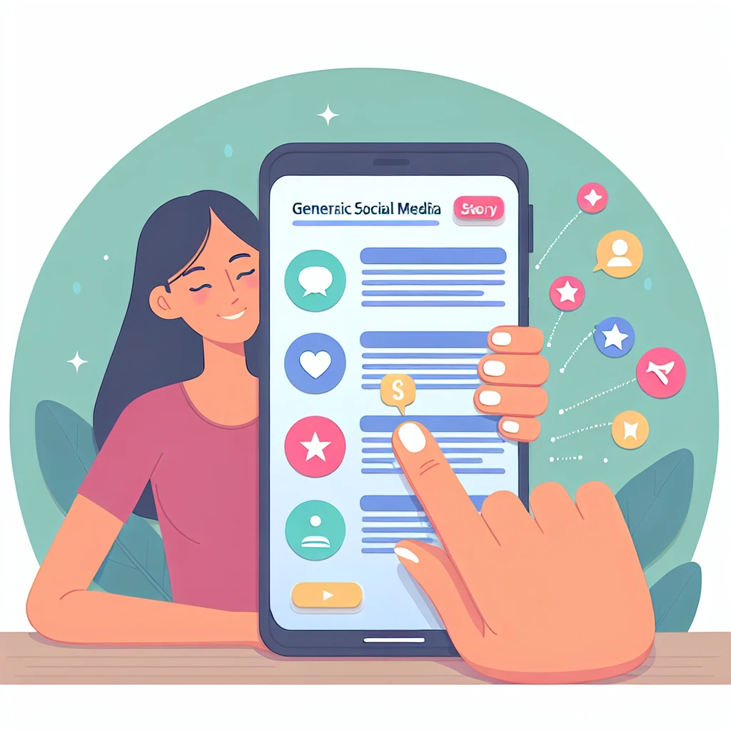 "Instagram Story Viewer: Ilustrasi yang menunjukkan cara menonton dan menggunakan fitur Stories Instagram secara aman, termasuk tips privasi dan interaksi pengguna."